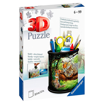 Puzzle 3D Ravensburger - Kubek na ołówki - Drapieżne koty 19.5 x 13 x 10 cm 54 elementa (4005556112630)