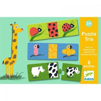 Puzzle klasyczne Djeco - Educational games Trio-Puzzle Ubierz zwierzątko 20 x 20 x 2.5 cm 8 elementów (3070900081864)