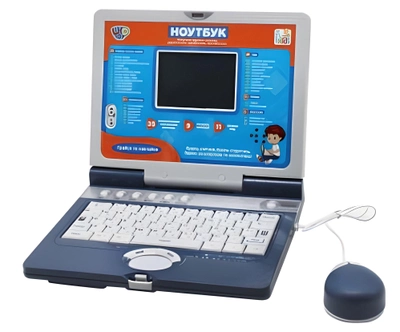 Детский компьютер Ноутбук обучающий и игровой Limo Toy 7073 3 языка 35 функций, 11 игр, 9 мелодий Серо-Синий
