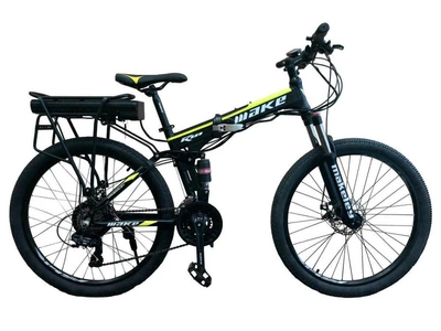 Электровелосипед Make Bike 26" складной рама 17" с багажником механические тормоза 36V 12Ah 500W Черно-желтый (SEM36V12AH500CZH)