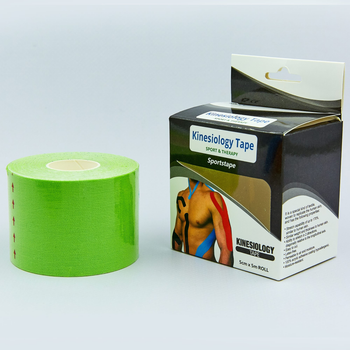 Кінезіо тейп (кінезіологічний тейп) Kinesiology Tape в коробці 5см х 5м салатовий