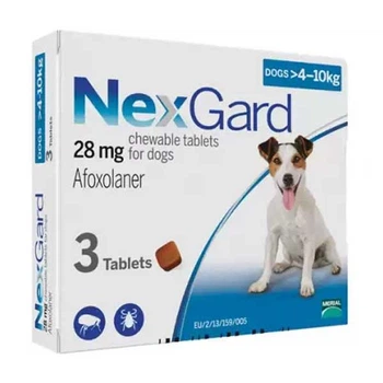 Таблетки Nexgard Merial від бліх та кліщів для собак вагою 4-10кг, 3 таблетки