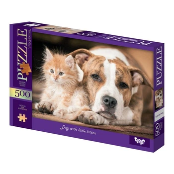 Пазлы классические "Собака с котенком" C500-15-11, 500 элементов Danko Toys C500-15-11