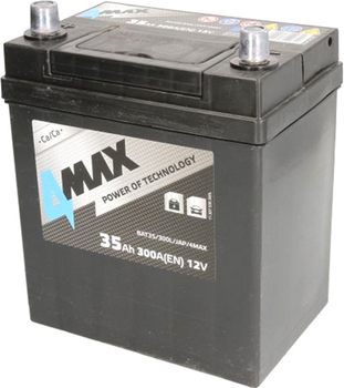 Аккумулятор 4Max 12В 35 Ач/300 А (L+ тонкие клеммы (японские транспортные средства) + стандартные клеммы) 178x127x227 B00 (BAT35/300L/JAP/4MAX)