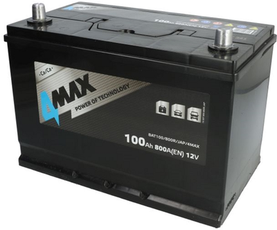 Аккумулятор 4Max 12В 100 Ач/800 А (R+ стандартные клеммы) 305x175x227 B01 (BAT100/800R/JAP/4MAX)