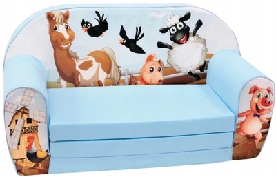 Детский диван принт Animals Loft_Apartament 78 х 42 х 35 см голубой 9 мес - 4 года