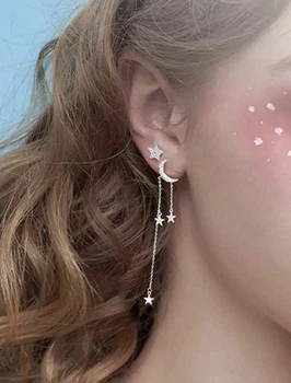 Серьги серебряные ассиметричные "Звездочка"