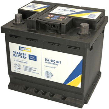 Аккумулятор Cartechnic 12В 52Ач/470А (EN) Ultra Power (R+ стандартные клеммы) 207x175x190 B13 (CART552400047)