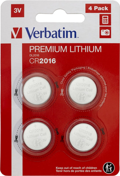 Bateria Verbatim Premium CR2016 3 V 4 szt Lithium (49531)