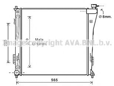 Радиатор, Система охлаждения двигателя Ava (HY2305)