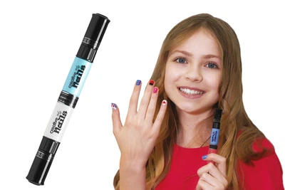 Дитячий лак-олівець для нігтів Malinos Creative Nails на водній основі (2 кольори Білий + Блакитний) 3839472