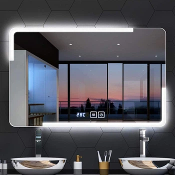Зеркало CANO с LED-подсветкой 70х120 + сенсорное управление + подогрев + часы + температура + дата
