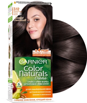 Стійка крем-фарба з трьома оліями Garnier Color Naturals 3.12 - Перламутровий темний каштан (435553-936864-2)