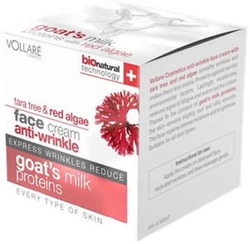 Крем проти зморшок з деревом тари та червоними водоростями Vollare Cosmetics Anti-Wrinkle Face Cream 50ml (763944-694824-2)