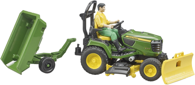 Zestaw Bruder John Deere Lawn Tractor with trailer and gardener (4001702621049)