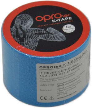 Кінезіологічний тейп OPROtec Kinesiology Tape 5 см x 5 м Синій (TEC57542)