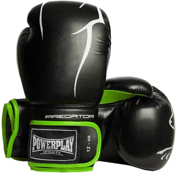 Боксерські рукавички PowerPlay 3018 12 унцій Black/Green (PP_3018_12oz_Black/Green)