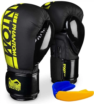 Боксерские перчатки Phantom APEX Elastic Neon Black/Yellow 14 унций (PHBG2300-14)