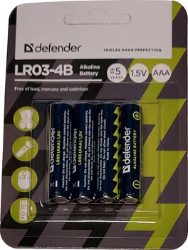 Батарейки Defender Alkaline LR03-4B AAA 4 шт (56002)