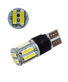 Светодиодная лампа Т10 W5W 10 SMD 7020 с функцией стробоскопа 12V Белая (00039)