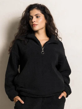 Толстовка Теди женская зимняя с воротником на молнии Seventeen L-XL Черная 2115.5511