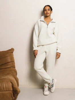 Женский спортивный костюм Теди утепленный воротник на молнии ткань трикотаж Seventeen L-XL Белый 2122.5543