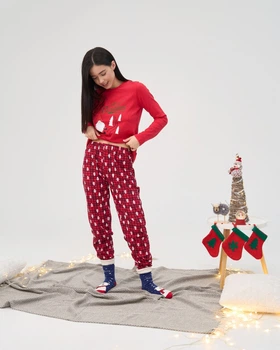 Женская пижама со штанами Merry Christmas-парные для всей семьи XL