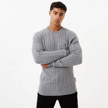Джемпер Jack Wills Marlow Merino Wool Blend Cable Knitted Grey, M (46) (11857613)