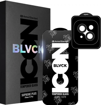 Защитное стекло ArmorStandart Supreme Plus Black Icon для смартфона Apple iPhone 15 Plus Black (ARM71138)