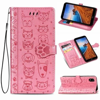 Чехол Embossed Cat and Dog для Xiaomi Redmi 7A книжка кожа PU Pink