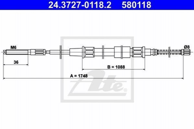 Трос ручника ATE 24372701182 Volkswagen Golf, Jetta 191609721