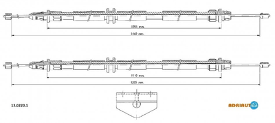 Трос ручника ADRIAUTO 1302201 Ford Fiesta, Fusion; Mazda 2 1211024, 1140391, 1201199