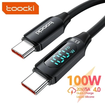 Кабель Toocki Type-C – Type-C PD 100W (20V/5A) LED дисплей быстрая зарядка для ноутбуков смартфонов планшетов 1000мм BLACK (690434140718)