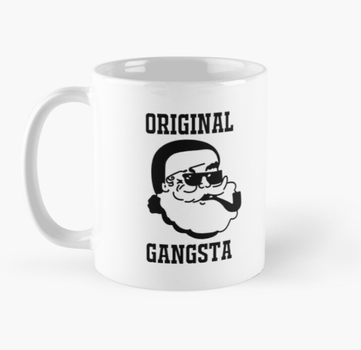 Чашка Керамическая Кружка с принтом Санта Клаус Gangsta Белая 330 мл