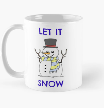 Чашка Керамічна Кружка з принтом Let it snow Сніговик Різдво Новий Рік Біла 330 мл