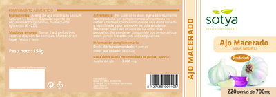 Suplement diety Sotya Ajo Macerado 700 mg 220 pereł (8427483009405)