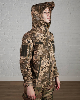 Жіноча військова тактична куртка SoftShell тришарова осінь/зима р. S Піксель