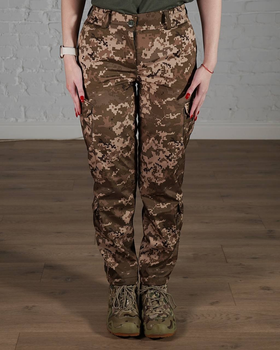 Женские военные штаны тактические SoftShell трехслойные осень/зима р. S Пиксель