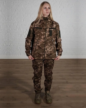Женская военная тактическая форма SoftShell трехслойная осень/зима куртка и брюки. р. L Пиксель