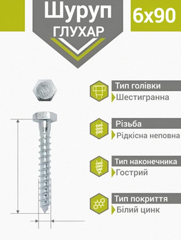 Шуруп для дерева DIN 571 6 х 90 мм (200 шт.)