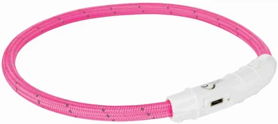 Нашийник Trixie 12707 світиться з USB M-L 45 см 7 мм Рожевий (4053032127074)