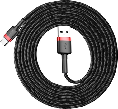 Kabel Baseus Cafule Cable USB for Type-C 2A 3 m Czerwony/Czarny (CATKLF-U91)