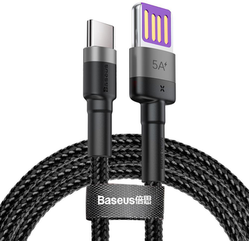 Кабель Baseus Cafule HW Quick Charging Data cable USB Double-sided Blind Interpolation for Type-C 40 Вт 1 м Gray/Black (CATKLF-PG1)