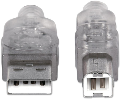 Kabel Manhattan USB 2.0 AM-BM 3 m Srebrny (766623340458)