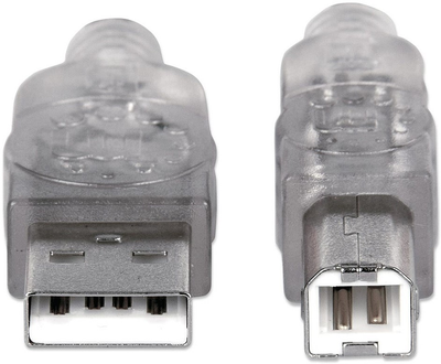 Кабель Manhattan USB 2.0 AM-BM 1.8 м Silver (766623333405)