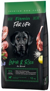 Sucha karma Fitmin For Life Jagnięcina z ryżem dla dorosłych psów wszystkich ras 12 kg (8595237034055)
