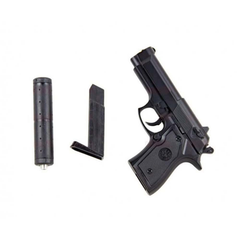 Детский пистолет Glock 19 27 см, металлический с глушителем на пульках Viоlеnt V1+ Металл, ABS-пластик