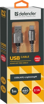 Kabel Defender ACH01-03T Pro USB 2.0 AM-LightningM 1 m Biały (4714033878098)