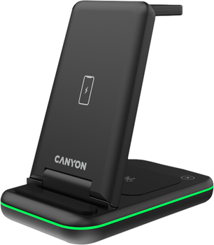 Бездротовий зарядний пристрій Canyon WS-304 3 в 1 QI Black (CNS-WCS304B)