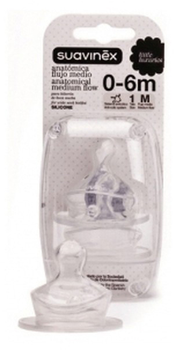Соски для пляшечок Suavinex Teat Silicone Anatomical T1m 2 шт (8426420006255)